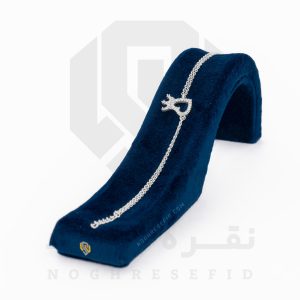 دستبند نقره عیار 925 ایرانی کد NID0092 طرح قلب تاج دار | نقره سفید