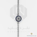 گالری اول دستبند نقره عیار 925 ایرانی کد NID0091 طرح چشم و نظر | نقره سفید