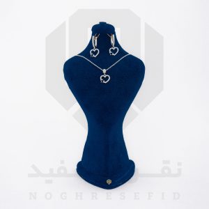 نیم ست نقره عیار 925 ایرانی کد NID0052 طرح قلب ستاره دار | نقره سفید