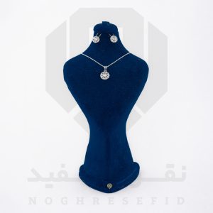 نیم ست نقره عیار 925 خارجی کد WSH0042 طرح گل نگین دار | نقره سفید