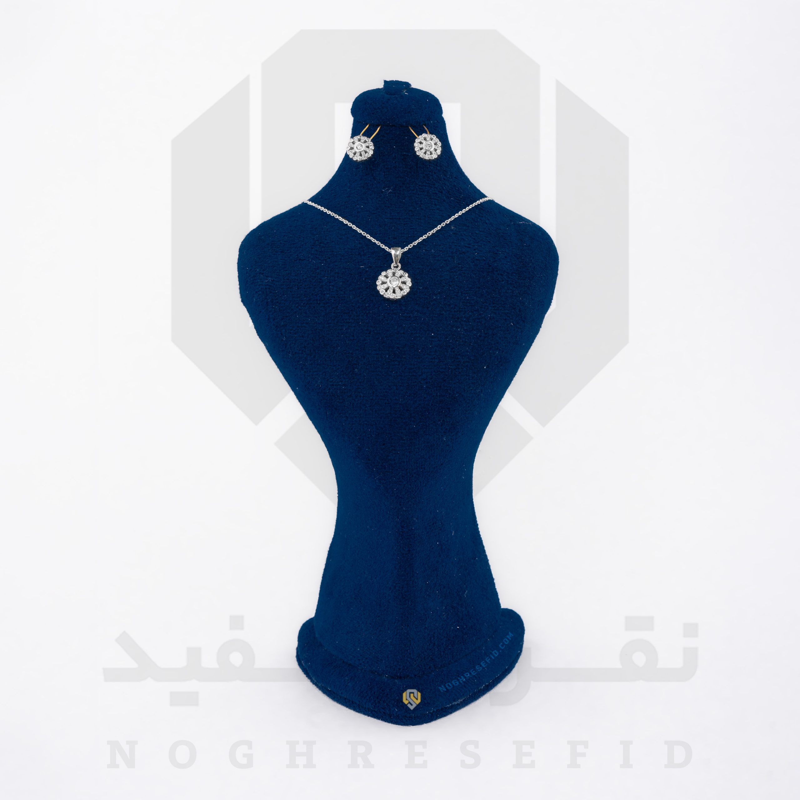 نیم ست نقره عیار 925 خارجی کد WSH0042 طرح گل نگین دار | نقره سفید نیم ست نقره عیار 925 خارجی کد WSH0042 طرح گل نگین دار | نقره سفید