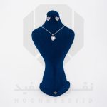 نیم ست نقره عیار 925 خارجی کد WSV0121 طرح قلب بنفش | نقره سفید
