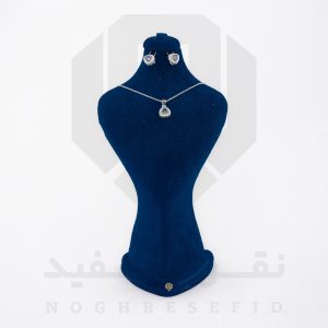 نیم ست نقره عیار 925 خارجی کد WSV0122 طرح قلب سبز و بنفش | نقره سفید