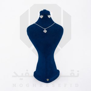 نیم ست نقره عیار 925 خارجی کد WSA0141 طرح قلب مرواریدی | نقره سفید