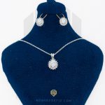 گالری اول نیم ست نقره عیار 925 خارجی کد WSA0143 طرح چشم سنگی | نقره سفید