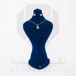 نیم ست نقره عیار 925 خارجی کد WSA0145 طرح قلب آبی فیروزه ای | نقره سفید