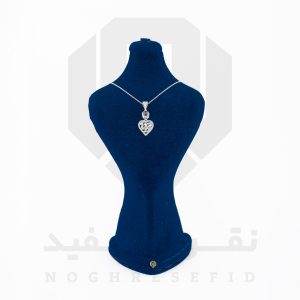 پلاک نقره عیار 925 ایرانی کد NIL5052 طرح قلب شیشه ای | نقره سفید