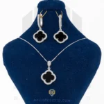 نیم ست نقره عیار 925 ایرانی کد NIA0151 طرح ونکلیف مشکی | نقره سفید