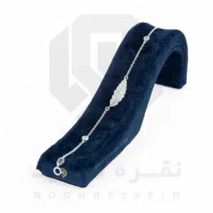 دستبند نقره عیار 925 خارجی کد WSB0121 طرح برگ بزرگ | نقره سفید
