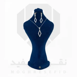 نیم ست نقره عیار 925 ایرانی کد NID0053 طرح لوزی | نقره سفید