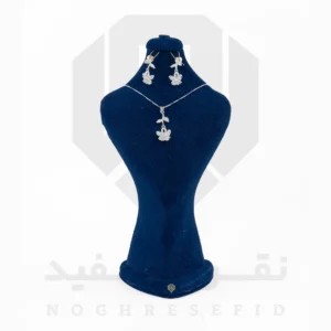 نیم ست نقره عیار 925 خارجی کد WST0083 طرح گل | نقره سفید