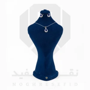 نیم ست نقره عیار 925 خارجی کد WSV0124 طرح یاقوت کبود | نقره سفید