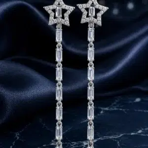 گوشواره نقره عیار ۹۲۵ طرح ستاره دنباله دار | نقره سفید