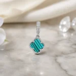 پلاک نقره عیار ۹۲۵ طرح ونکلیف سبز | نقره سفید