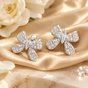 گوشواره نقره طرح پروانه عیار ۹۲۵ کد WGH41315 | نقره سفید