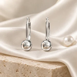 گوشواره نقره طرح گوی عیار ۹۲۵ کد WGH4138 | نقره سفید
