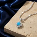 پلاک نقره طرح فیروزه عیار ۹۲۵ کد NI15351 | نقره سفید