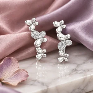 گوشواره نقره طرح پروانه عیار ۹۲۵ کد WGH41312 | نقره سفید