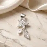 پلاک نقره طرح گل عیار ۹۲۵ کد WS55362 | نقره سفید